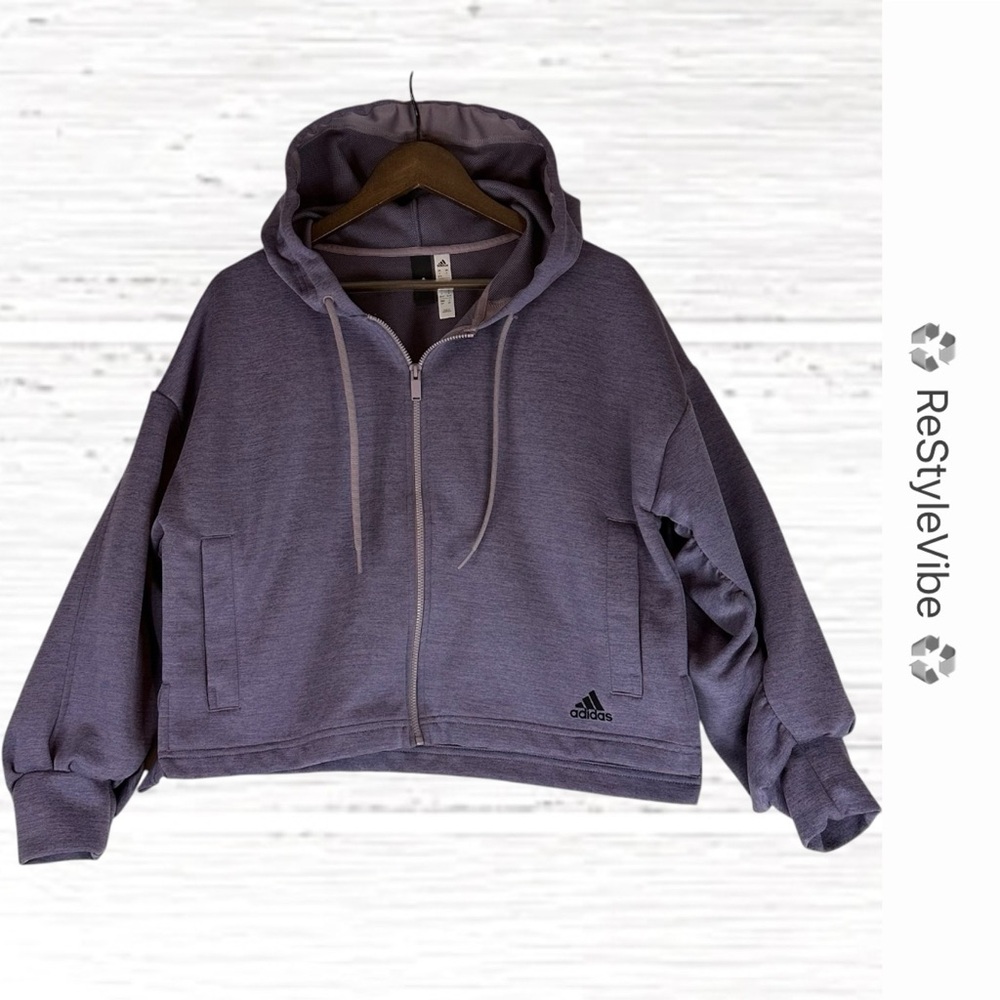 ADIDAS Women’s Size S Hoodie Jacket Coat Full Zipper Athleisure Fleece Oversized